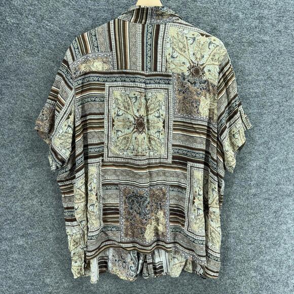 Jaclyn Smith Shirt Women 3X Plus Gray Geometric Button Up Collared Short Sleeve - Picture 2 of 6